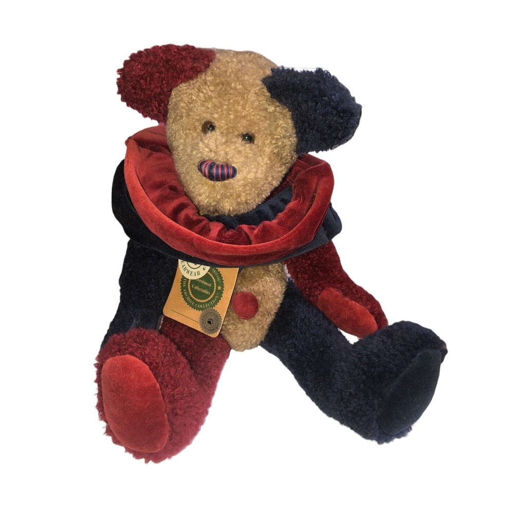 Boyds Bears MR. BOJINGLES #91264 2000 14” Plush Red, Beige & Blue Clown Bear